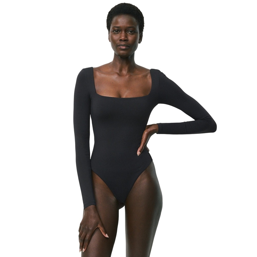 Babaton Aritzia Contour Squareneck Long Sleeve Bodice Black XS